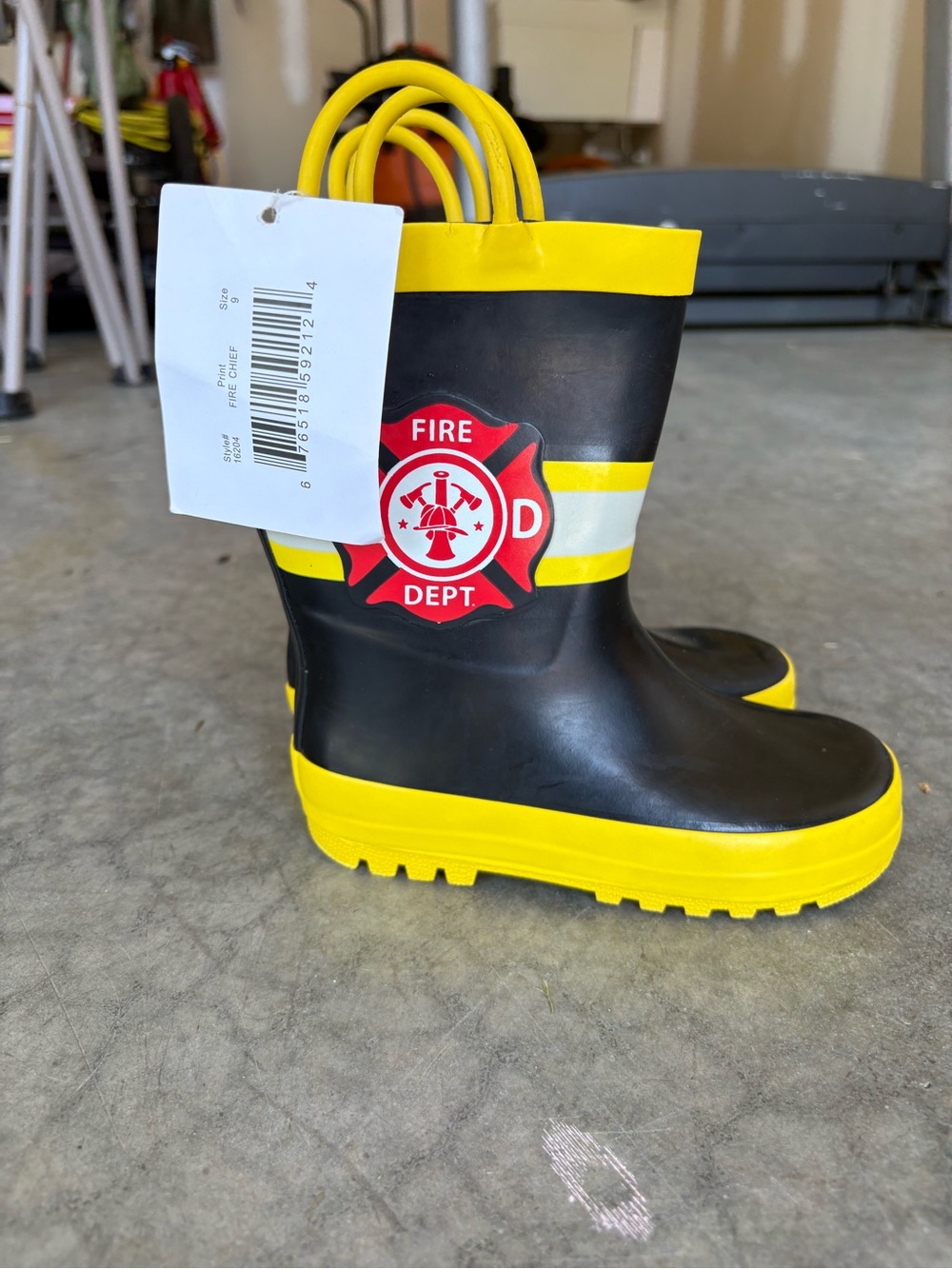Kids Fire Dept Rain Boots – Black & Yellow